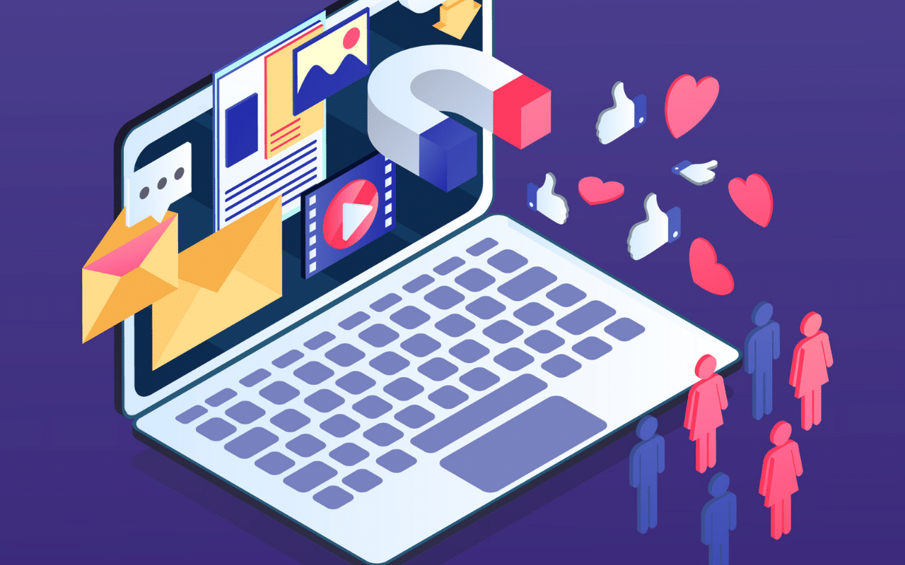 inbound marketing: pessoa sendo atraídas peara a tela do computador